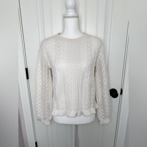 Women's White Cable Knit Sweater
